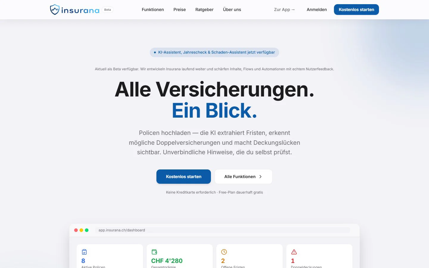Illustrative Insurana dashboard interface